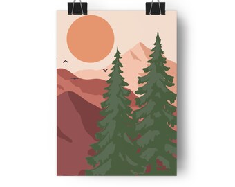 Cumbre iluminada por el sol Lámina artística