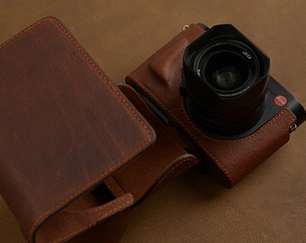 Leica Q2 TYP4889 Q TYP116 QP Handmade FULL Eveready Half Case with Removable Cover HandGrip Cowhide leather insert Camera bag Make to order