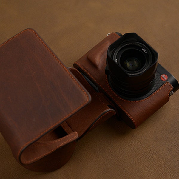 Leica Q2 TYP4889 Q TYP116 QP Handmade FULL Eveready Half Case with Removable Cover HandGrip Cowhide leather insert Camera bag Make to order