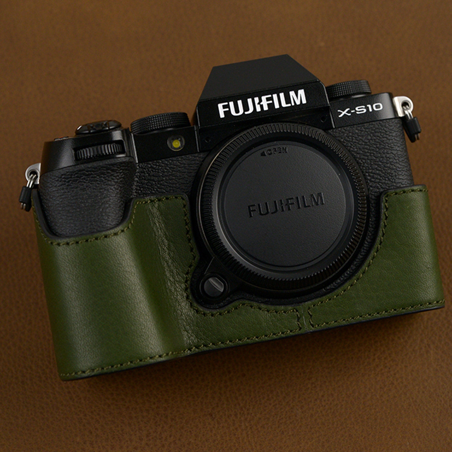 Fujifilm fuji XT5 XT-5 Media caja hecha a mano Inserto de cuero de vaca  Bolsa para cámara Protector HandGrip Holster Funda para bolsa SD y puerta  de acceso a la batería 