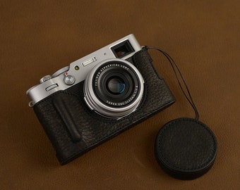 Designed for Fujifilm Fuji film X100VI X100V X100F Lens Cap Handmade Cowhide leather ** Lens cap only !!! camera case not included** **