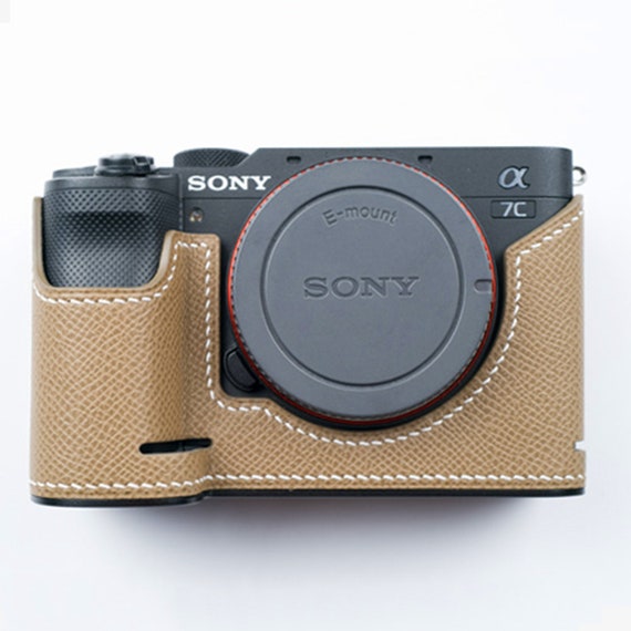 Premium Edition Sony A7C Handmade Half Case Cowhide leather Camera bag Protector Holster sleeve Lens cap SD & battery access