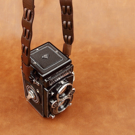 Handmade Genuine Cowhide Leather camera head neck Strap wrist neck lanyard For A twinlens reflex Rolleiflex TLR Yashica mat Kinaflex