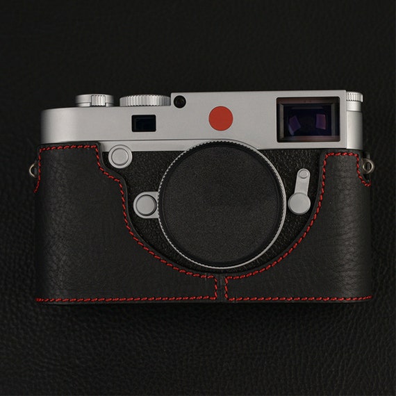 LEICA M10 M10M M10P M10R handmade half case leather Camera bag SD Battery access pouch handgrip holster sleeve Tripod mount magnetic closure