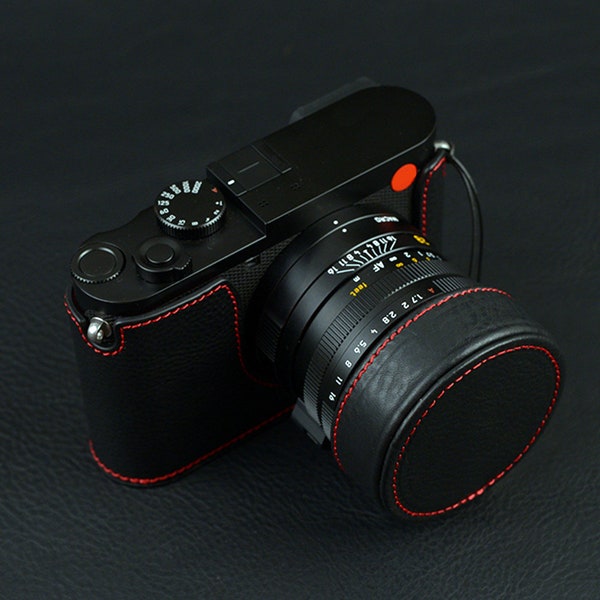 Leica Q3 Q2 TYP4889 / Q TYP 116 Q-P Mezza custodia fatta a mano Inserto in pelle di vacchetta Borsa per fotocamera Protezione Custodia per fondina Impugnatura Accesso alla batteria SD