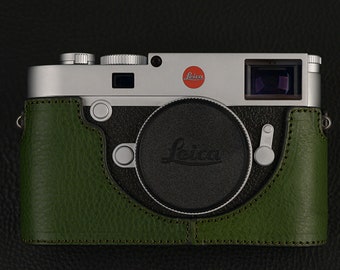 LEICA M10 M10M M10P M10R handmade half case leather Camera bag SD Battery access pouch handgrip holster sleeve Tripod mount magnetic closure