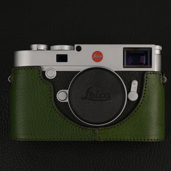 LEICA M10 M10M M10P M10R handmade half case leather Camera bag SD Battery access pouch handgrip holster sleeve Tripod mount magnetic closure