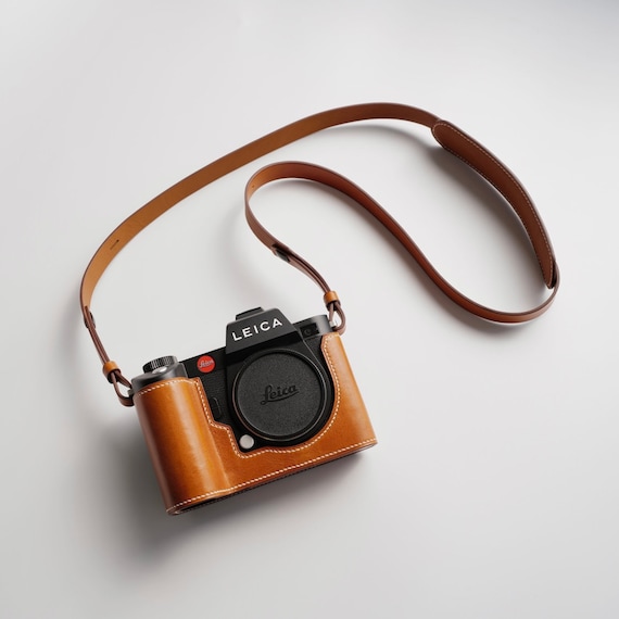 Premium Edition Leica SL2 SL-2 Handmade Ostrich skin Alligator Cowhide leather hand stitch Half Case Camera bag Protector Made to Order