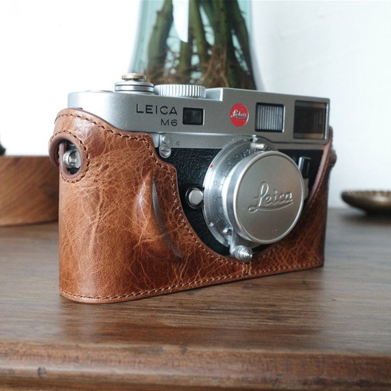 Leica M6 M3 M4-P M2 MP M7 Handmade hand crafted Italian Cowhide leather Half Case insert sleeve Camera bag Holster Protector Tripod mount