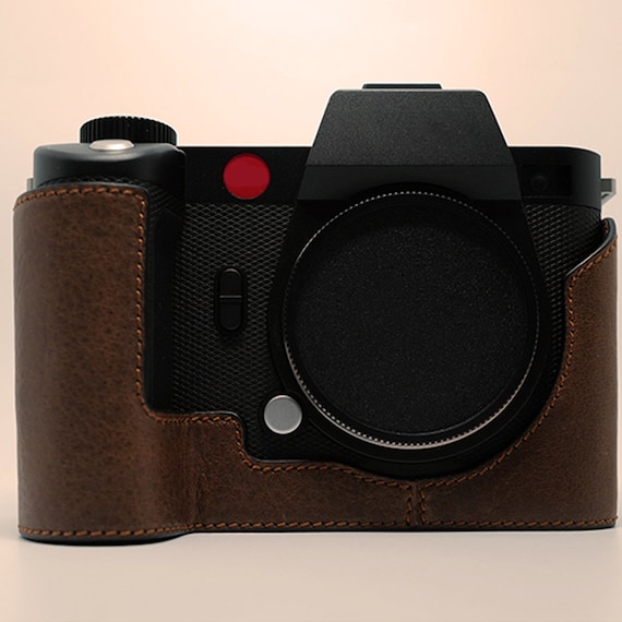 Handmade LEICA SL2 SL 2 SL2-S Camera leather half case bag Magnetic Closure SD & Battery access holster Tripod mount magnetic closure Pouch
