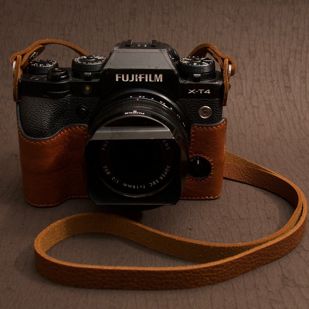 Fujifilm Fuji XT4 XT4 Handmade Half Case Cowhide Leather Insert Camera Bag Protector Handgrip