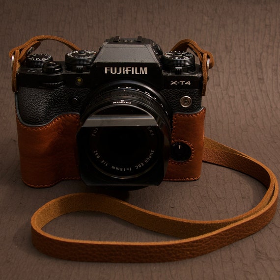 Fujifilm fuji XT4 XT-4 Handmade Half Case Cowhide leather insert Camera bag Protector HandGrip Holster Pouch sleeve SD & battery access door