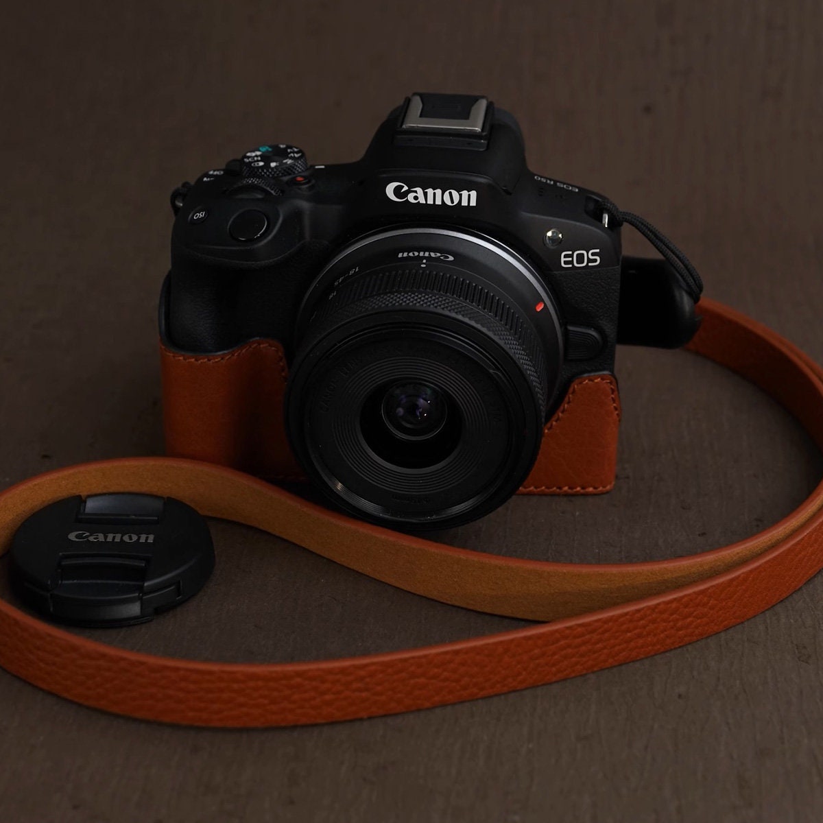 Canon R50 R100 Camera Leather Half Body Base Case for Canon EOS R50 EOS  R100
