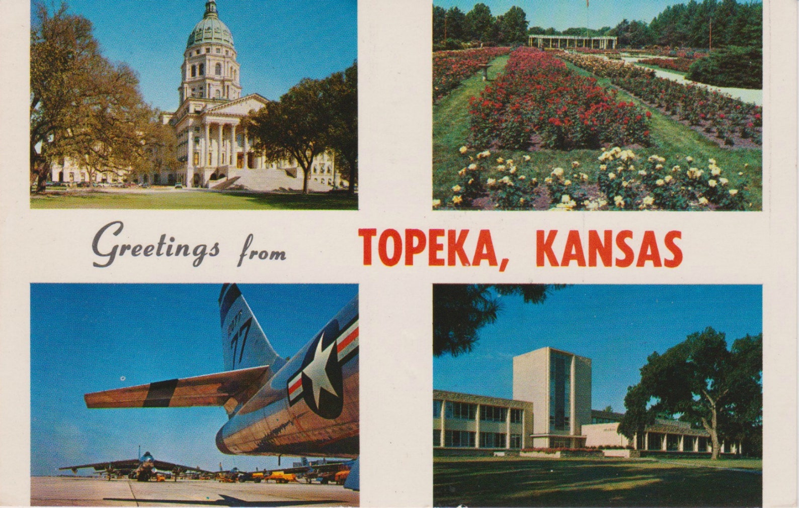 Vintage Greetings From Topeka Kansas Postcard Kansas State Etsy