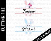 Girl and Boy Easter Bunny Monogram SVG DXF eps, Ai and png Files for Cutting Machines Cameo or Cricut SVG