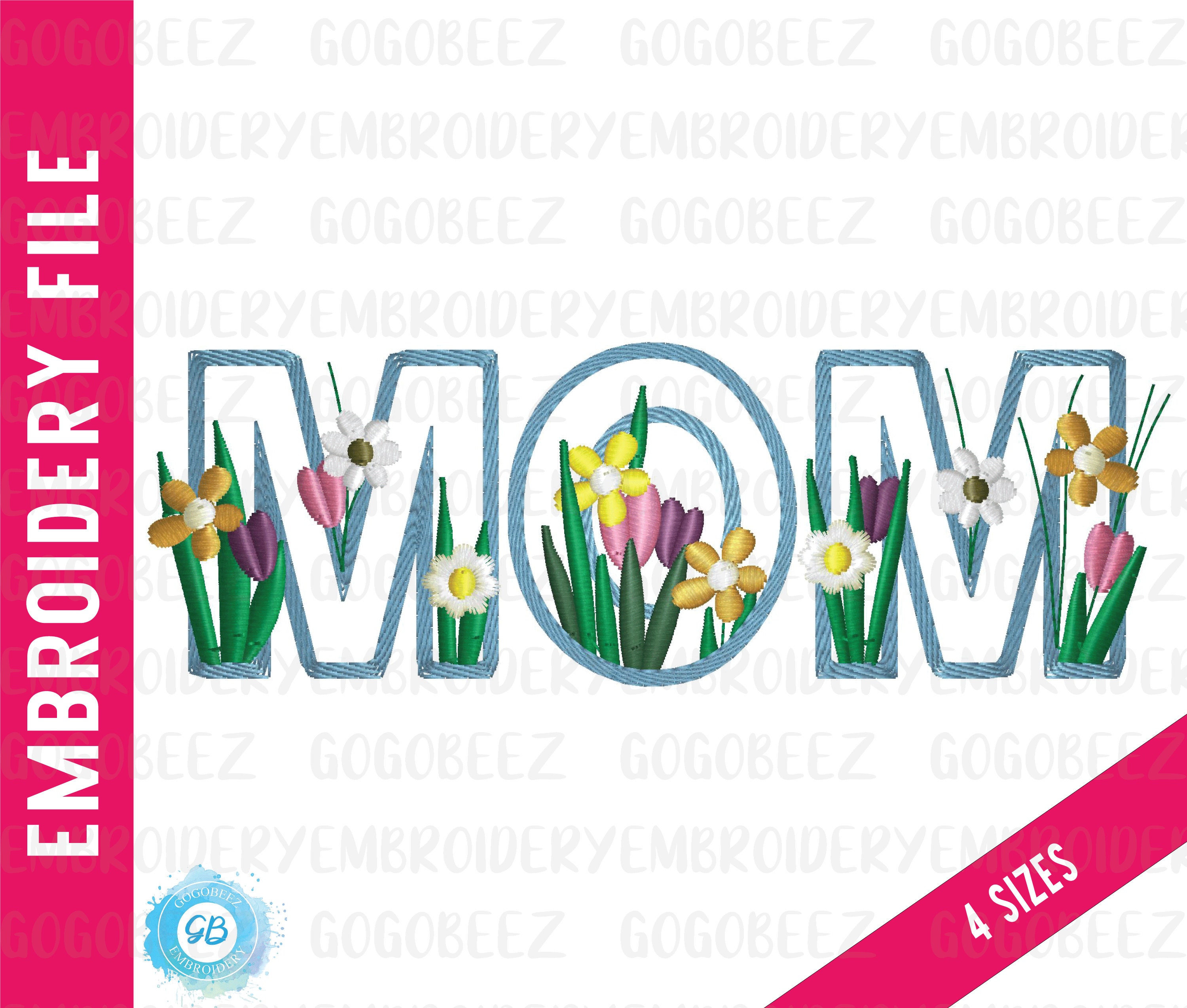 Mothers day embroidery design pattern mom with flowers 4  etsy