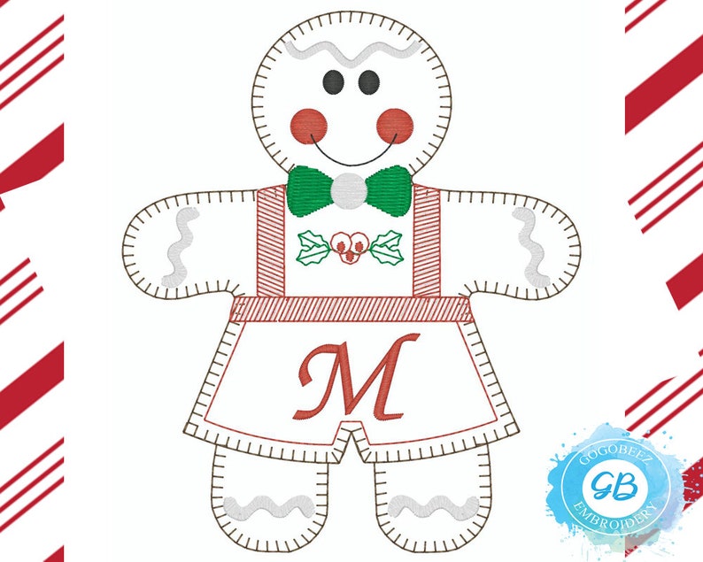 Gingerbread Ornament Embroidery Design in the Hoop Christmas Etsy
