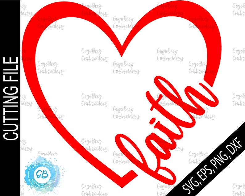 Faith Heart SVG DXF Eps and Png Files for Cutting Machines  Etsy