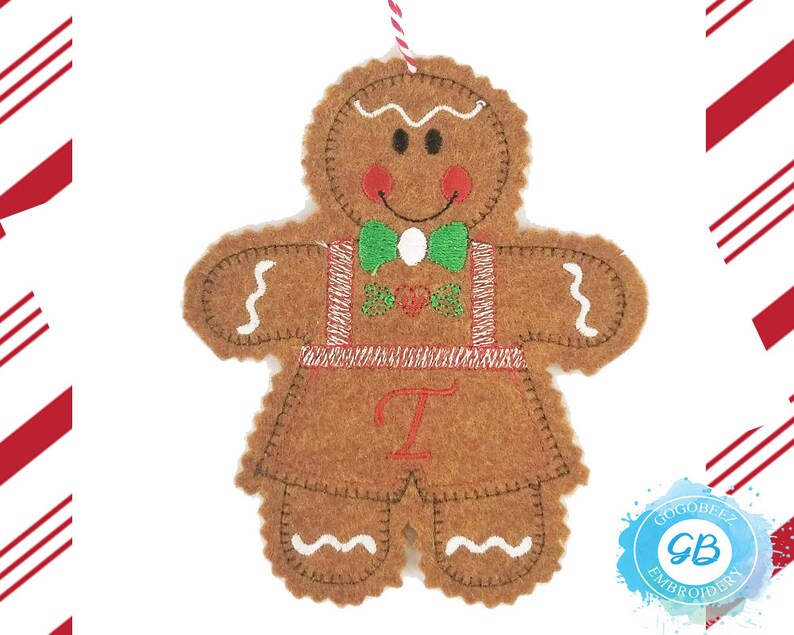 Gingerbread Ornament Embroidery Design in the Hoop Christmas Etsy
