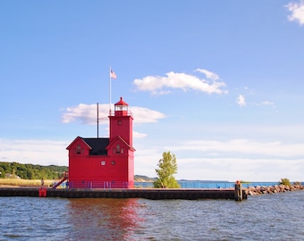 Gran Faro Rojo en Michigan PRINT: Nature Photography