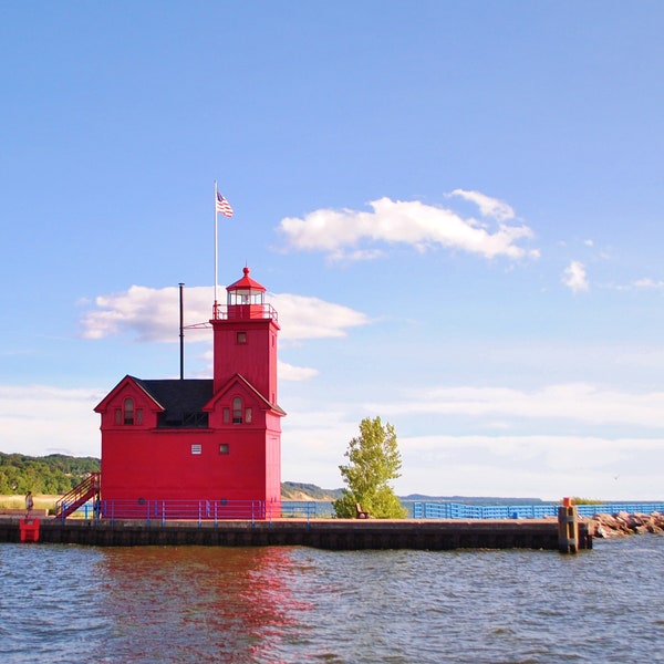 Big Red Lighthouse in Michigan PRINT: Nature Photography