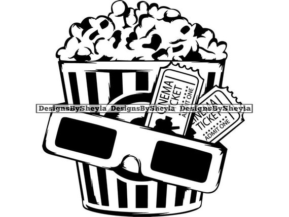 Movie Cinema Film Theater Popcorn Concept Entertainment Ticket Etsy