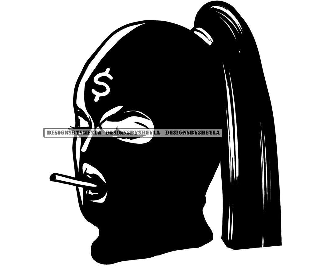 Beautiful Afro Woman Wearing Ski Mask Smoking Joint Ponytail Etsy