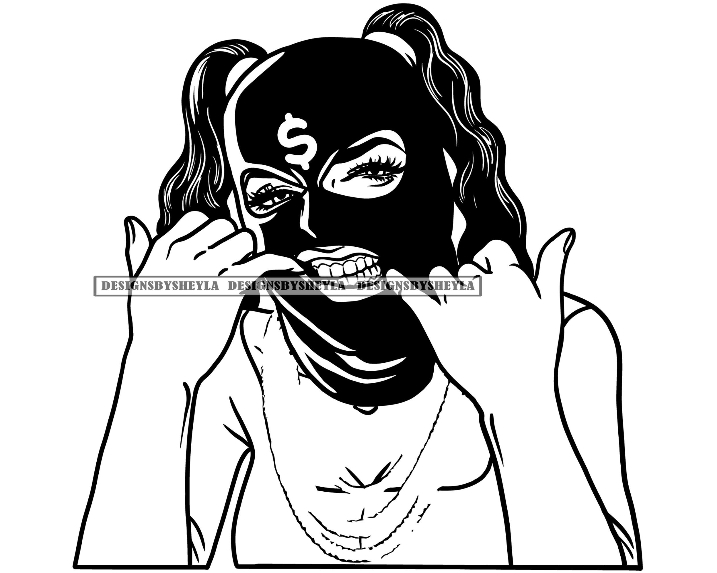 Beautiful Afro Woman Wearing Ski Mask Dollar Sign Showing Etsy