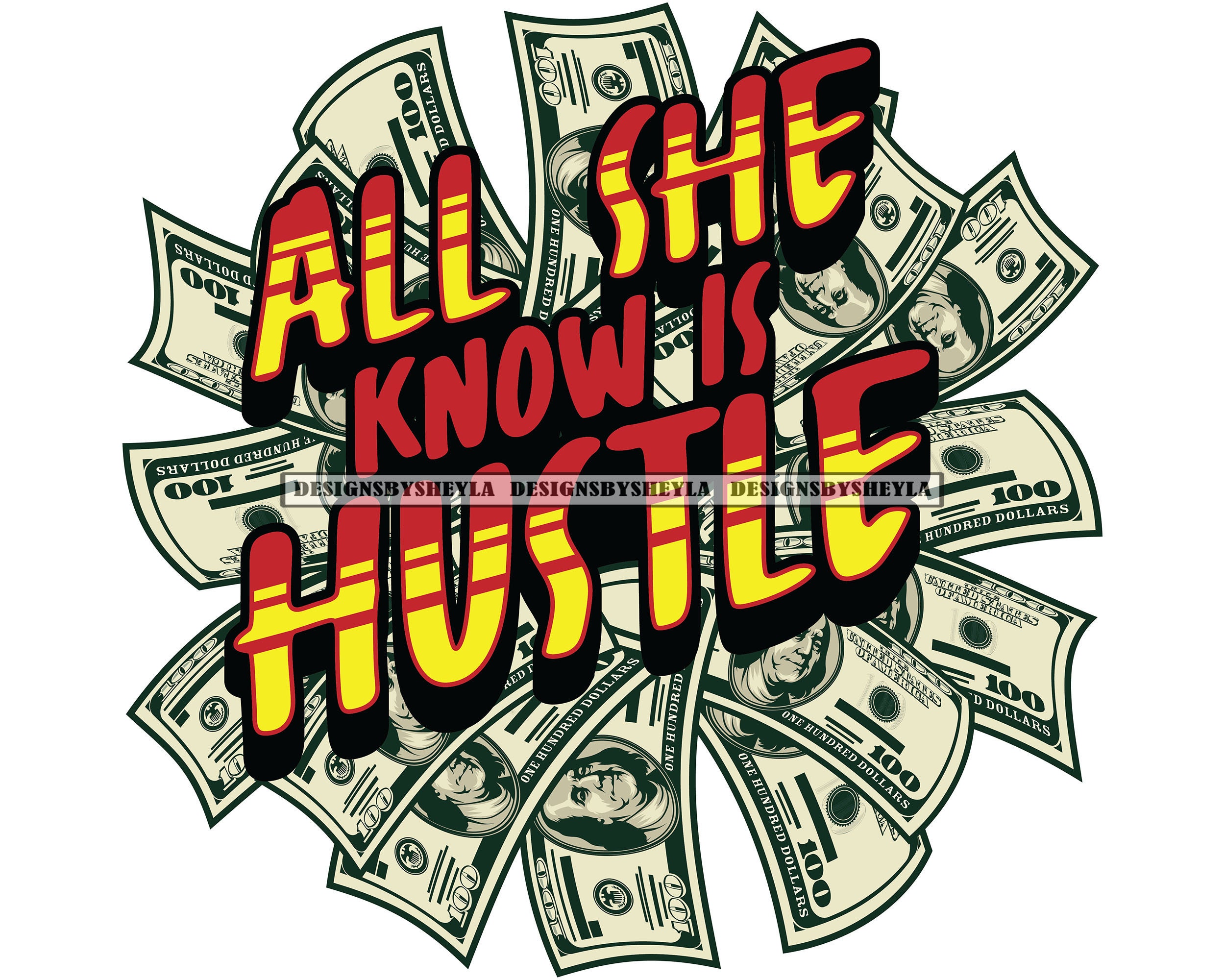 Quote All She Know is Hustle Money Grind Art Design Logo Svg Etsy
