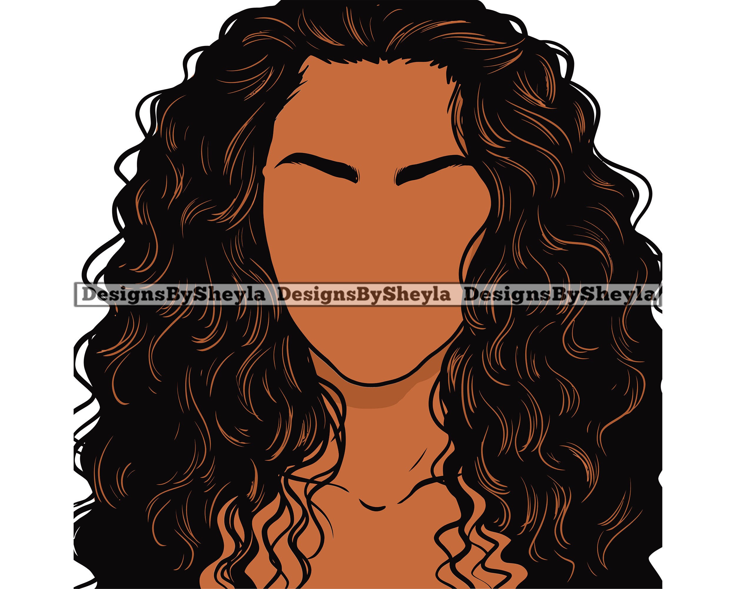 Faceless Big Hair Woman Portrait Wavy Hair Beauty Classy Trend - Etsy