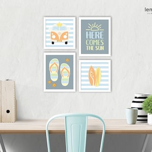 Surf wall art, Wall art surf, Surf nursery wall art, vw bus wall art, surfboard wall art, surf art prints, surf baby, surf nursery, SURF