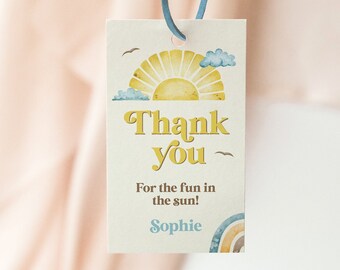 Sun favor tag, Here Comes the Son thank you tag, Sunshine favor tag, thank you tag, party favor tag, favor tag template, gift tag, SUN1