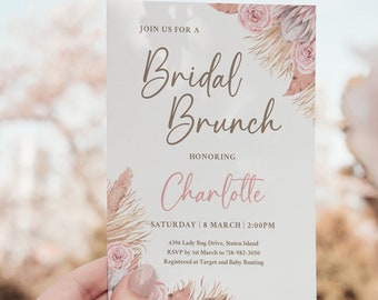 EDYTOWALNY szablon zaproszenia na brunch dla panny młodej, zaproszenie na brunch dla panny młodej, boho wieczór panieński, zaproszenie na przyjęcie kwiatowe, wieczór panieński boho, BRI1