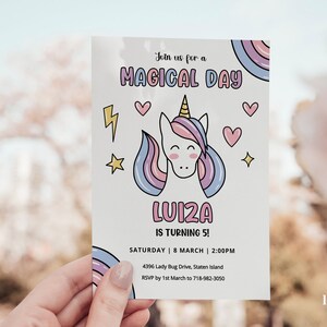 Editable Unicorn Invitation, Unicorn Birthday Invitation, Magical Unicorn, Rainbow Unicorn, Unicorn Invite, Unicorn Party Invitation, UNI6