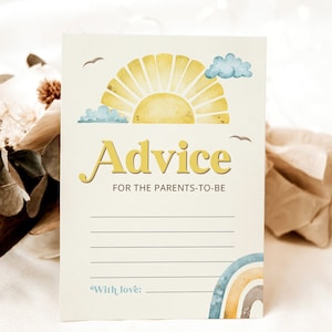 Babyadvieskaarten, babyshoweradvies, zonadvieskaarten, advies voor ouders, Sunshine Babyshower, Here Comes The Son babyshower, SUN1