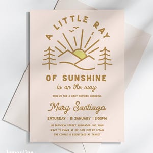 A Little Ray of Sunshine Baby Shower Invite, Sunshine Baby Shower Invite, Sun Baby Shower Invitation, Little Ray of Sunshine Invitation CMP6