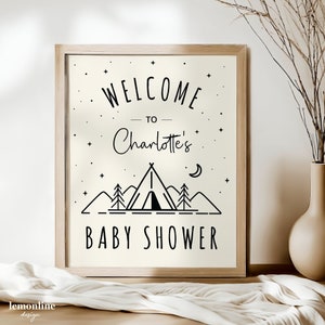Camping baby shower Welcome Sign, A little camper is on the way, Camp Theme baby shower Sign, Little camper baby shower welcome sign, CMP1