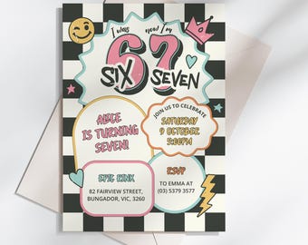 6-7 Birthday Invitation, Editable Meme Trending Six Seven Party Invite, Girl Birthday, #SS1