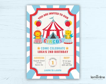 Circus Invitation, vintage circus invitation, circus invite, circus theme, carnival invite, circus invitations, carnival theme, CIR1