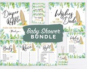Surf baby shower games bundle, baby on board baby shower, baby shower games, surf tropical themed baby shower, summer baby shower idea SURF3