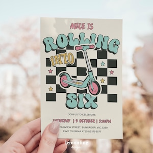 Kick Scooter birthday invitation, Scooter Invitation, Scooter birthday invitation, kick scooter party invite, Scooter party Invite, ROLL14