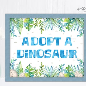 Adopt a dinosaur Sign - Dinosaur Sign - Dinosaur Party Decor - Dinosaur Party Signs - Dinosaur party favor - Dinosaur favor sign - DINO1