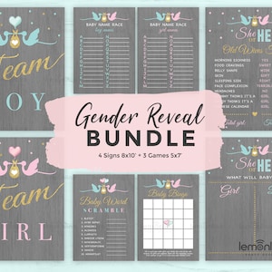Gender Reveal Games, Gender Reveal bundle Games, Baby Shower games package, Gender reveal fun games, Party games, gender reveal ideas, GR01