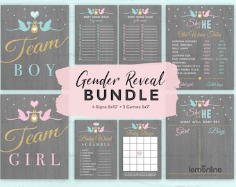 Gender Reveal Games, Gender Reveal bundle Games, Baby Shower games package, Gender reveal fun games, Party games, gender reveal ideas, GR01