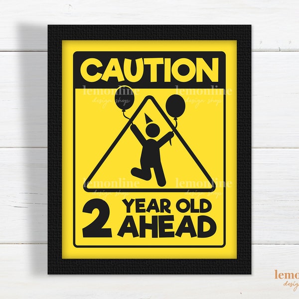 Caution 2 year old ahead sign, car birthday party decoration, printable road sign, race car birthday, street sign, traffic signs, RS1