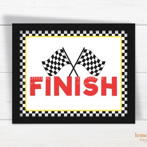 Finish line printable sign, race car party decoration, race car party signs, two fast birthday decoration, fast one party decor, RS1