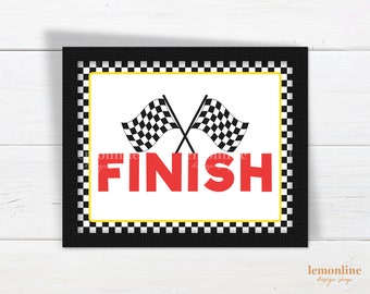 Finish line printable sign, race car party decoration, race car party signs, two fast birthday decoration, fast one party decor, RS1