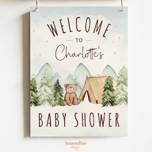 Camping baby shower Welcome Sign, A little camper is on the way, Camp Theme baby shower Sign, Little camper baby shower welcome sign, CMP2