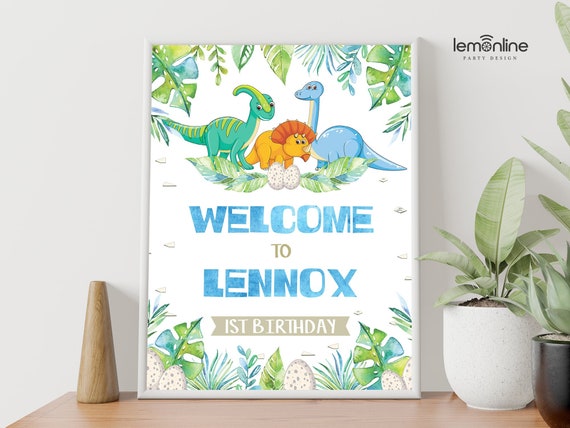 Dinosaurs Welcome Sign Welcome Sign First Birthday Welcome - Etsy Australia