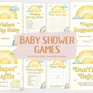 Here comes the son baby shower bundle, Sun baby game bundle, boho sun baby shower games package, Sun baby shower games, Sunshine games, SUN1